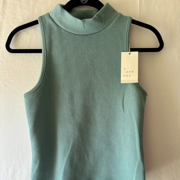 NWT A New Day Mock Neck Knit Tank Seafoam Green Size Small - Picture 1 of 3